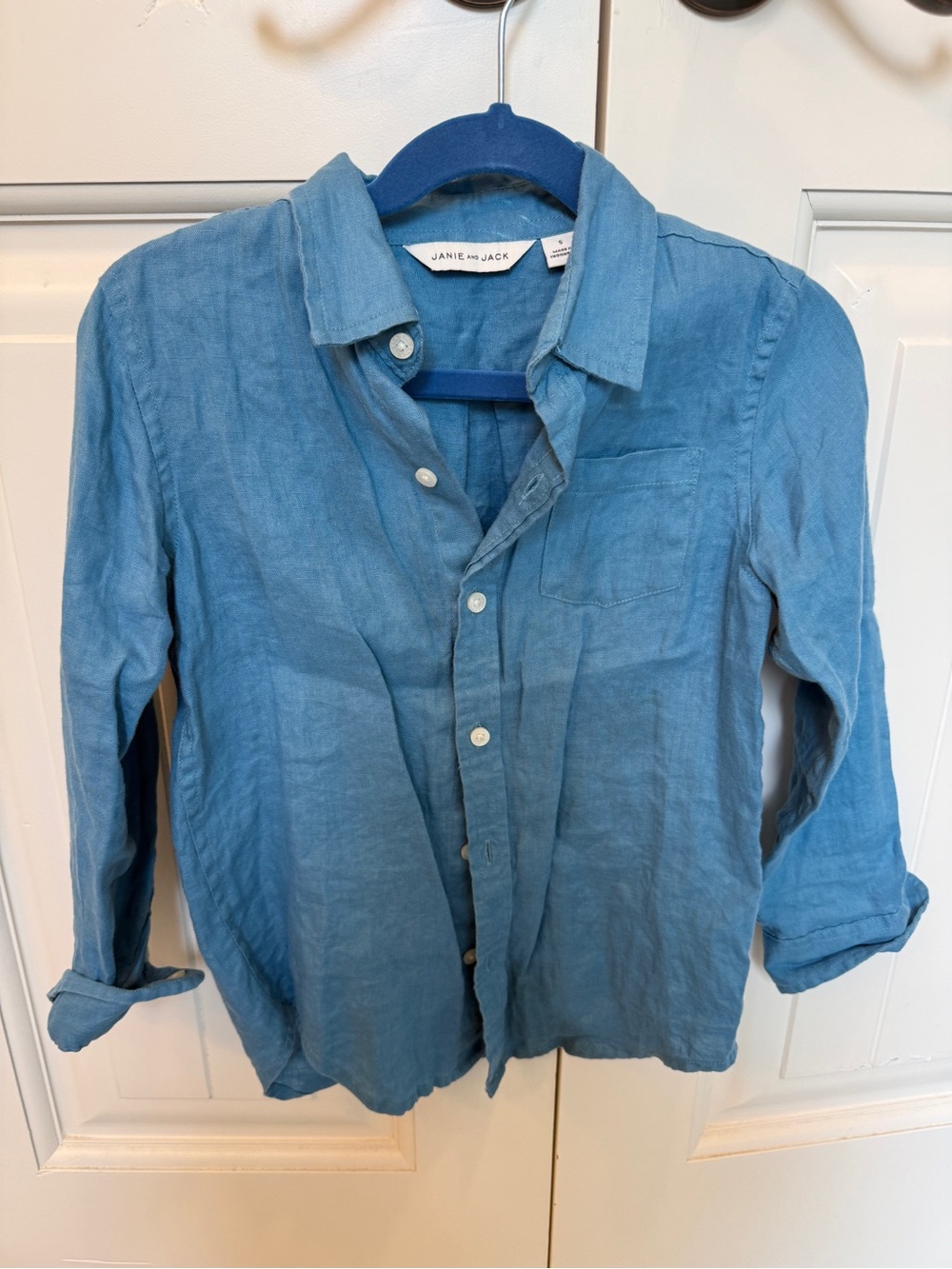 Janie and Jack Blue Linen Button-Front Shirt